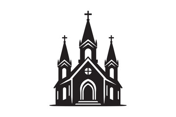  silhouette logo icon of a church, isolated on a white background
