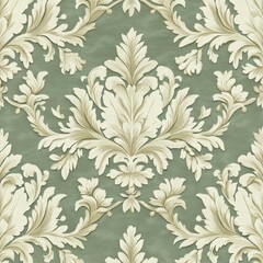 Obraz premium Elegant Floral Pattern Design in Soft Green and Cream Tones