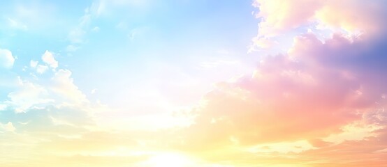 Colorful sky with clouds. Ideal for graphic design backgrounds or positive-themed projects. Soft hues symbolize hope and optimism. 