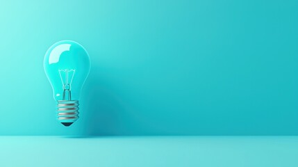 Blue innovation concept with a glowing light bulb, representing new ideas.