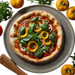 pizza with tomatoes and mushrooms