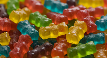 Colorful Gummy Bears Background Perfect For Confectionery And Sweet Treat Related Content