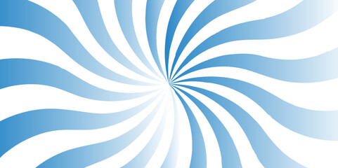Abstract blue color and white beam flare banner, cartoon, template geometric creative rays and sunburst backdrop background. Spiral starburst and striped pattern abstract retro sun line texture.