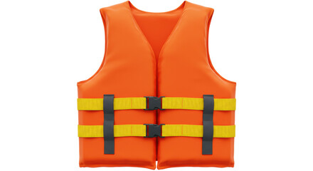 Isolated orange life jacket with yellow straps