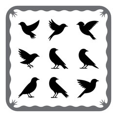 Flying and Perched Bird Vector Set