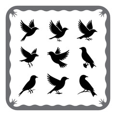 Flying and Perched Bird Vector Set