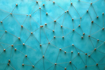 Network of connections displayed on a blue background emphasizing relationships and structure in design, network of connections on blue background
