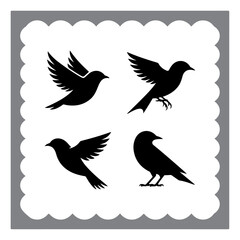 Versatile Bird Icons in Black and White