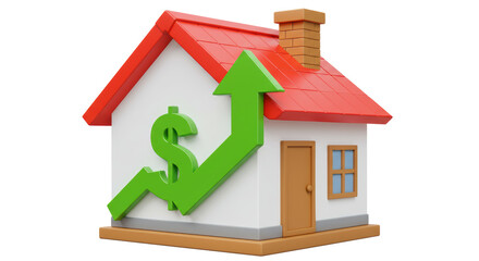 Isolated House with Dollar Sign and Arrow