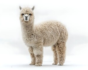 Fototapeta premium A fluffy and overweight alpaca standing gracefully