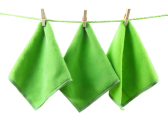 green towel on white background