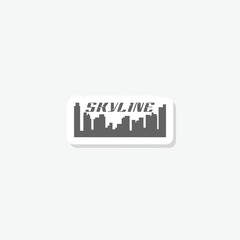 City skyline word icon sticker isolated on gray background