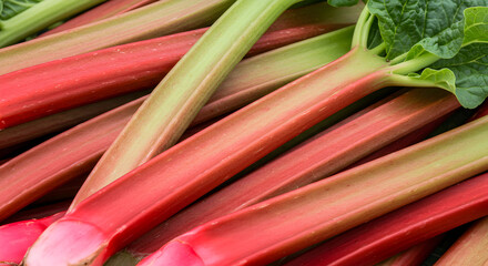 Fresh Rhubarb Stalks For Springtime Treats And Culinary Delights
