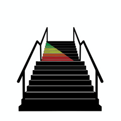Colorful rainbow staircase silhouette against white background, symbolism of diversity