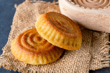 Turkish dessert mamul with date fruit	