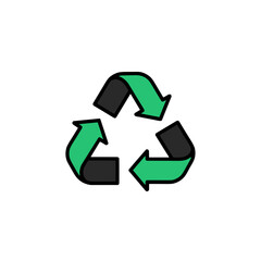 Obraz premium Recycle symbol in flat design with green and black colors