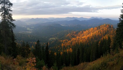 Fototapeta premium Autumn mountain panorama
