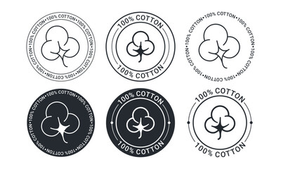 100 percent cotton label set vector template