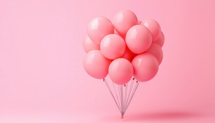 Pink balloons cluster on pink background