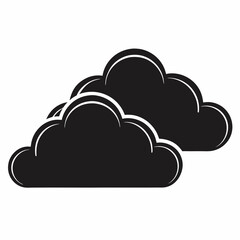 Fototapeta premium A pair of black silhouette clouds with white outlines