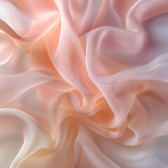 Fototapeta premium Abstract waves of soft peach chiffon silk fabric floating beautifully in light