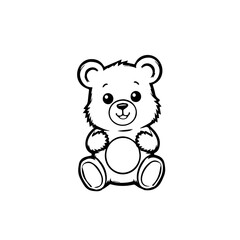 Fototapeta premium Cute teddy bear illustration in black and white 