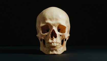 Obraz premium Human Skull Against Black Background