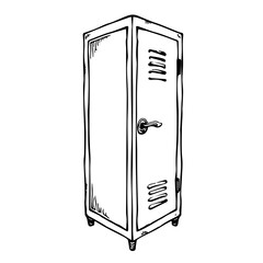 Sketch of a vintage metal locker  