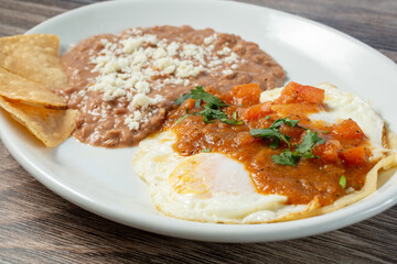 A view of a plate of huevos rancheros.