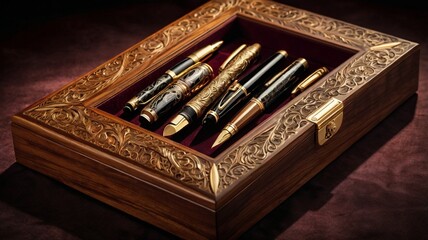 An old antique silver pen rests on vintage paper near an ink tool