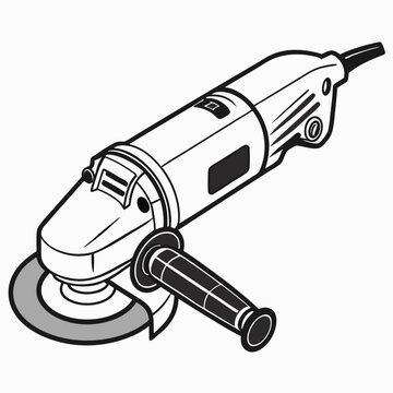black and white angle grinder tool clip art preview