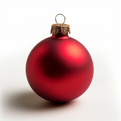 Red Round Christmas Ornament with Golden Top Isolated on a White Background