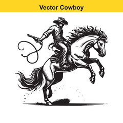 Obraz premium A cowboy baking horse 