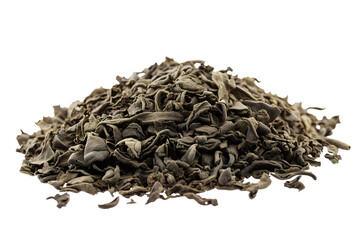 dry green tea leaves heap isolated png transparent background