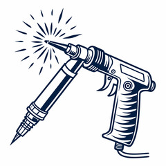 Vector Illustration Of Laser Welding Machine With Sparks On White Background