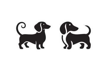 simple Dachshund dog silhouette icon vector isolated in white background	