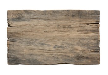 Rustic Wooden Signboard on White - Weathered wooden sign, aged texture, blank space, rustic charm, natural wood grain. Perfect for message, announcement, or design element