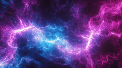 Fototapeta premium Vibrant neon red & blue plasma bursts with electric chaos energy, ultra-HD cybernetic vibes. Perfect for sci-fi & cyberpunk themes, futuristic & high-tech visuals.