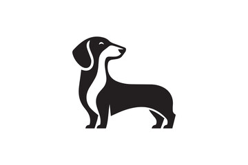 simple Dachshund dog silhouette icon vector isolated in white background	