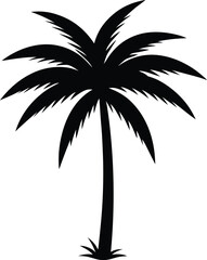 Tropical beach sunset silhouette vector illustration with palm trees