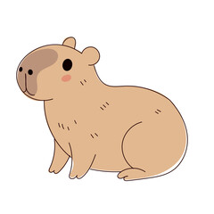 Cute Capybara Portrait Icon. Funny Doodle Character Drawn Portrait. Positive Wild Capybara Friendly Animal Mascot.  Childish cartoon Adorable Happy Pet Illustration.