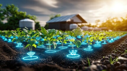 Innovative farming techniques rural farm technology fields aerial view smart agriculture for sustainable growth