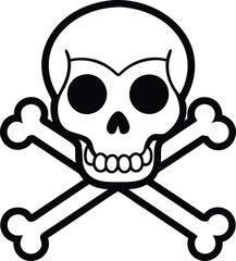 Danger, pirate skull and crossbones symbol of death