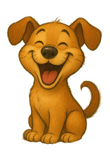 Fototapeta premium Adorable Happy Cartoon dog in Cheerful Illustration Against White Background
