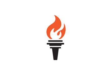 simple Torch and flame silhouette icon vector isolated in white background	