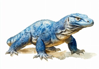 Obraz premium Exploring the unique features of the blue komodo dragon fantasy world digital illustration artistic environment close-up viewpoint enigmatic creature