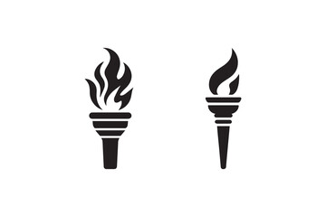 simple Torch and flame silhouette icon vector isolated in white background	