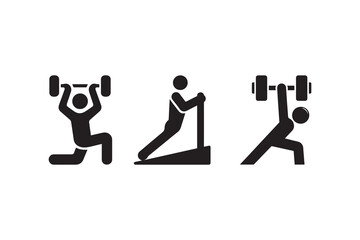 simple A man pushing up silhouette icon vector isolated in white background	