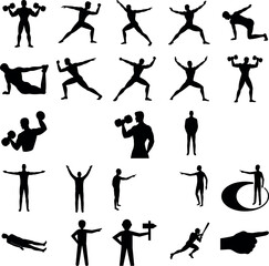Physical exercise silhouette. Set ofphysical exercise silhouette.physical exercise silhouette
