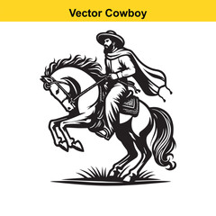 A cowboy baking horse	